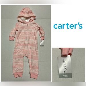 🆕CARTER’S - 9M - NWT - INFANT GIRLS PINK FLEECE COVERALL